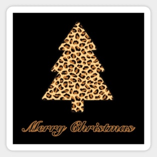 Merry Christmas Tree Leopard Print (Large Design) Magnet